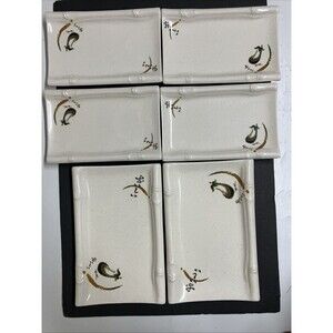 Chi-Yee Melamine Sushi 4 Plates 2 Trays (6 Pc Set) Vintage Taiwan #8837 & #8838